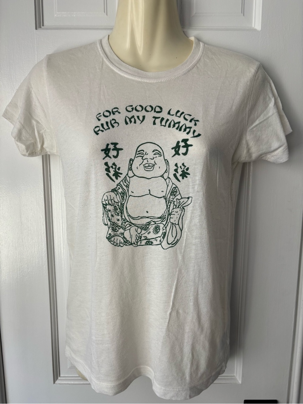 Vintage Tee ‘For Good Luck Rub My Tummy', size Small